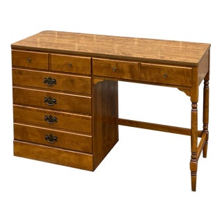 1970s Ethan Allen Heirloom Maple Custom Room Plan 48" Writing Desk (10-4571p) For Sale