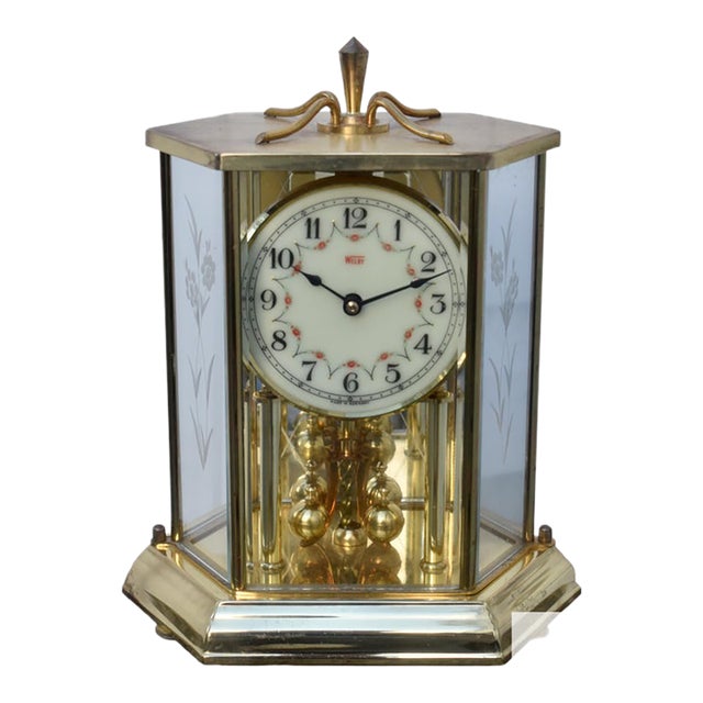 Share Welby Kieninger Obergfell Clock Vintage 400 Day Anniversary Brass Hexagon Glass For Sale