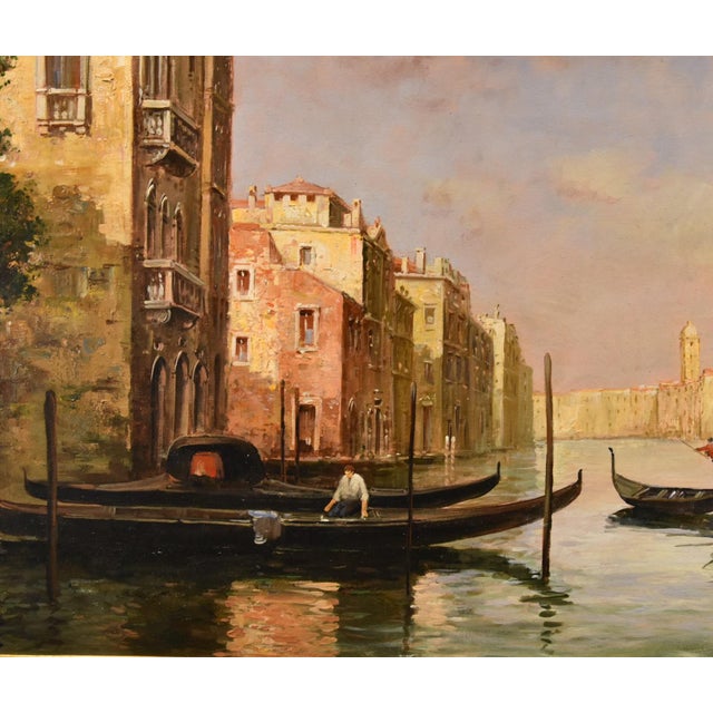 Antoine Bouvard / Marc Aldine, View of Venice Marina, Grand Canal, 1930, Oil on Canvas For Sale - Image 4 of 14