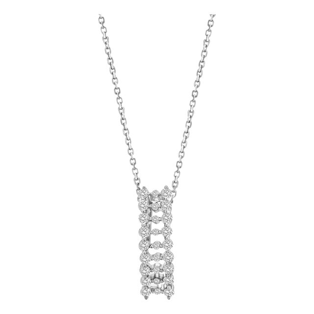 Diamond Cluster Necklace .56cttw 18k White Gold 16" For Sale