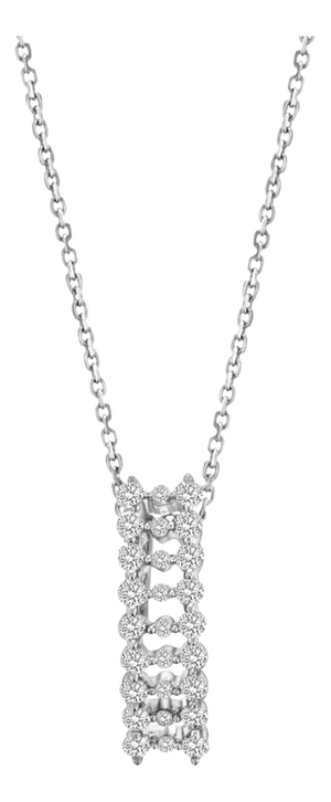 Diamond Cluster Necklace .56cttw 18k White Gold 16"