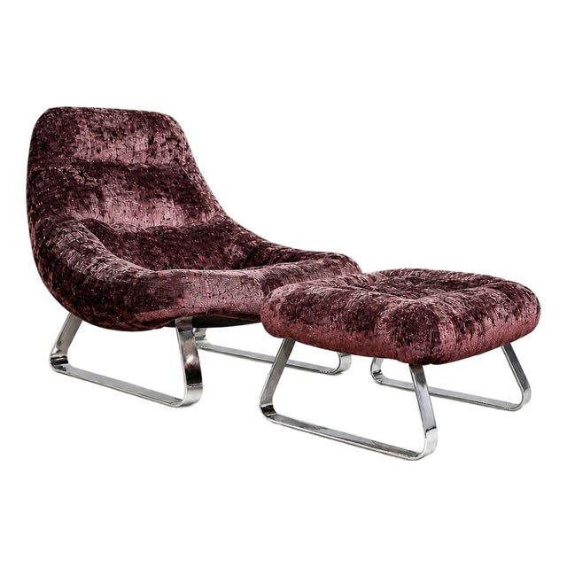 Mp-163 “Earth” Lounge Chair With Ottoman in Tufted Mohair Upholstery, Percival Lafer, 1976 For Sale