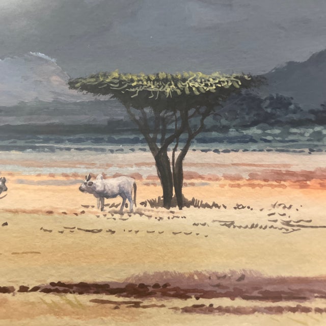 1980’s Original Daniel Njoroge African Desert Scene Painting Kenya Signed Framed For Sale - Image 4 of 5