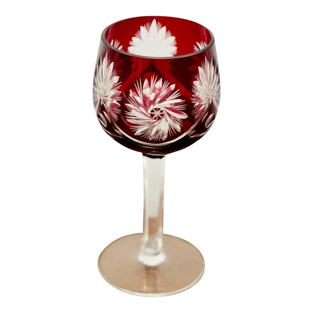 Vintage Hungarian Crystal Wine Glass For Sale