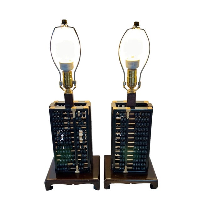 Mid 20th Century Mid 20th Century Chinese Abacus Table Lamps - A Pair For Sale - Image 5 of 11