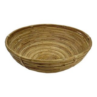 Vintage Oversized Coiled Pencil Reed Bowl For Sale