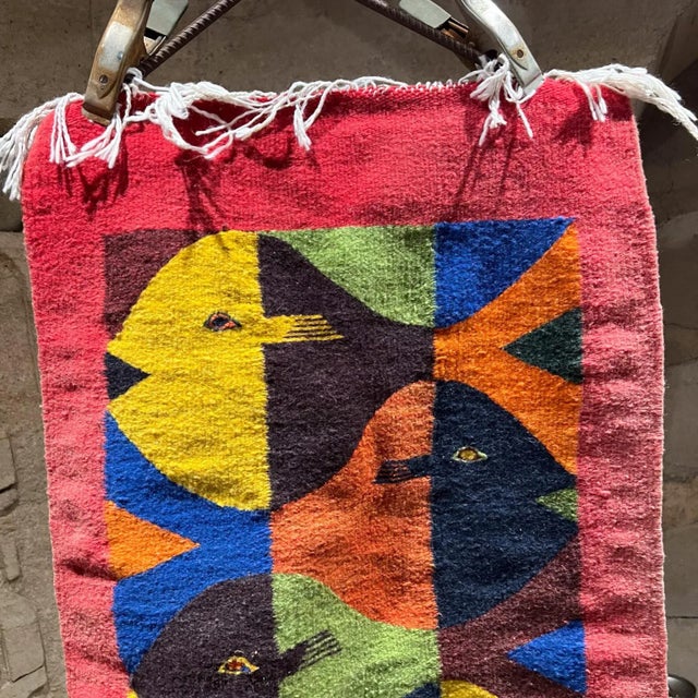 1970s 1970s Abstract Fish Wall Hanging Tapestry Oaxacan Zapotec For Sale - Image 5 of 8