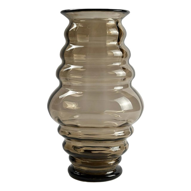 Swedish Art Deco Smoked Glass Vase by Edward Hald for Orrefors, Sandvik, 1923 For Sale