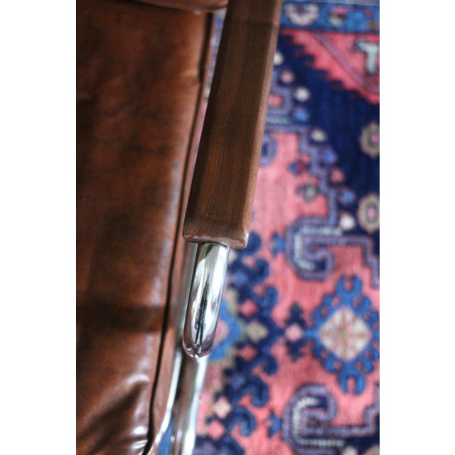 1940s Art Deco Style Pair of Chromecraft Brown Chairs For Sale - Image 12 of 17