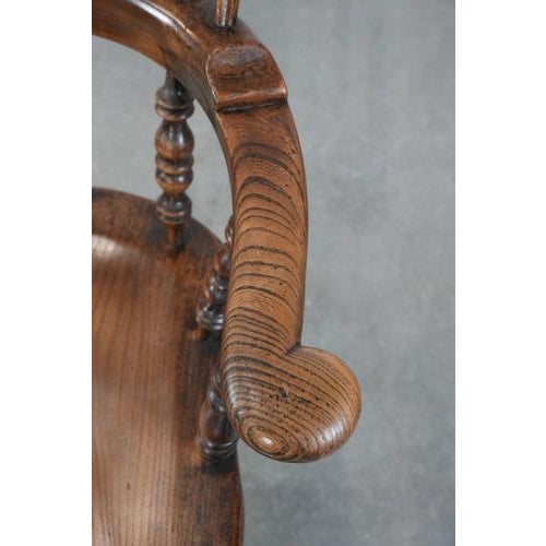 Brown Antique English Highback Windsor Chair, 1700s For Sale - Image 8 of 14