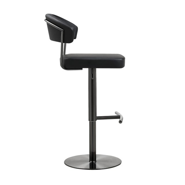Transitional Cosmo Black on Black Steel Bar Stool For Sale - Image 3 of 10