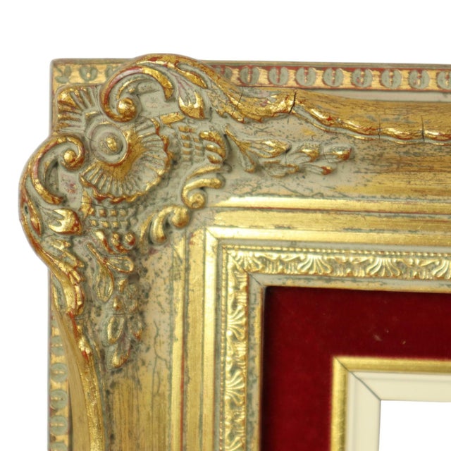 Vintage Baroque Style Gilt Frame in Red Velvet For Sale - Image 13 of 18