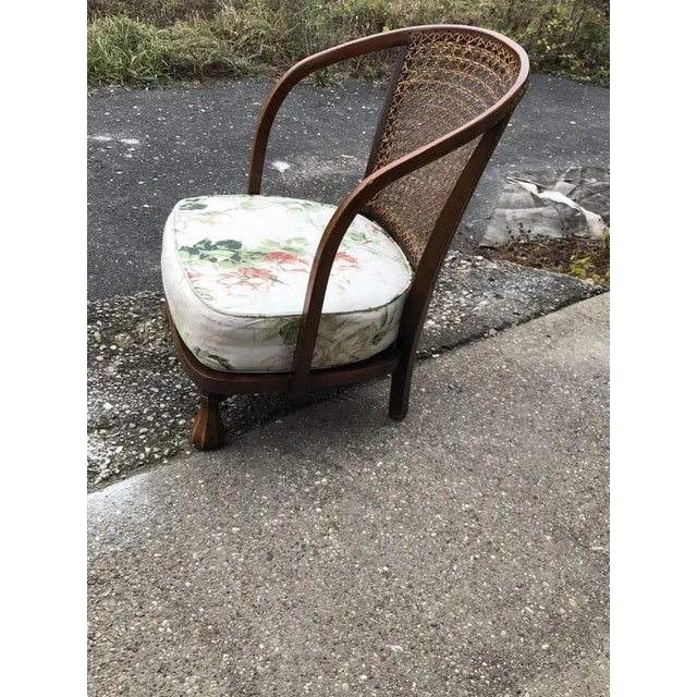 Vintage Floral Fabric and Wood Armchair, 1950s For Sale - Image 3 of 8