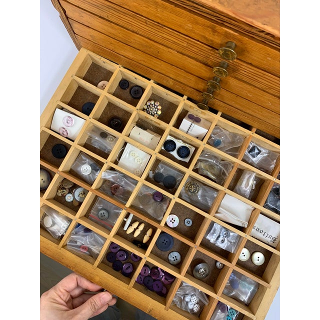 1980s Vintage Wooden Plywood Storage Button Box With 6 Divided Drawers For Sale - Image 9 of 9