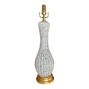 Large Single Murano White Bubbles Copper Aventurine Glass Table Lamp
