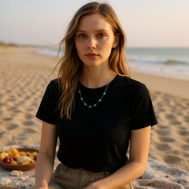 14k Yellow Gold Large Sized Blue Topaz Bezel Station Necklace 20 Inch For Sale - Image 10 of 10