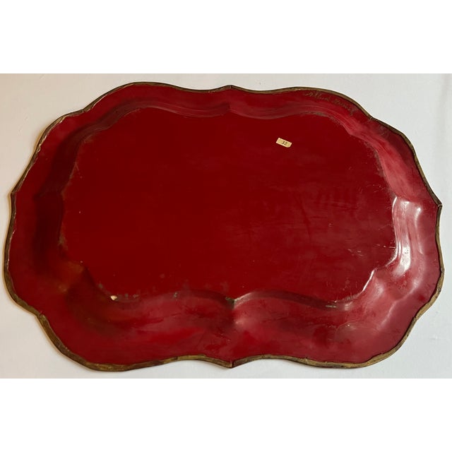 Early 19th Century Antique Early 19th Century English George III Red Pontypool Tole Tray For Sale - Image 5 of 5