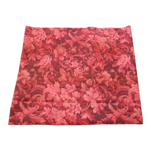 Vintage Pink and Red French Floral Linen Fabric Panel #1