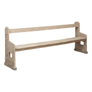 19th Century Gothic Revival Stripped Oak Church Bench For Sale