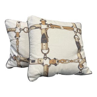 Contemporary Equestrian Themed Custom Pillows- a Pair For Sale