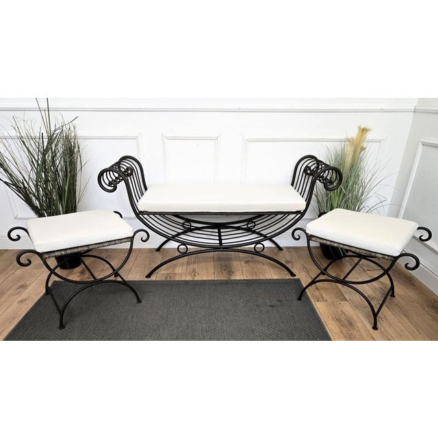 Italian Metal Iron Bench with Roll Arm, 1960s For Sale - Image 9 of 11