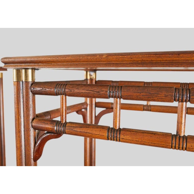 Brown Pair of Mid-Century Faux Bamboo Etagere Shelves by Heritage For Sale - Image 8 of 11