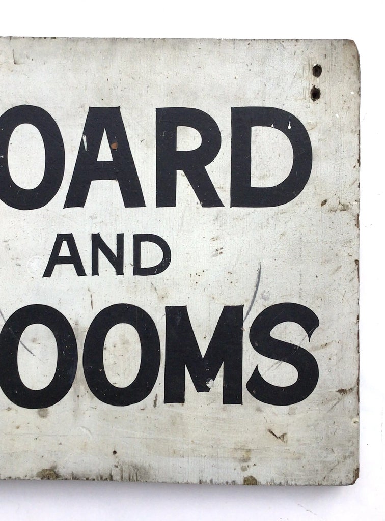 Vintage Wood Board and Rooms Sign | Chairish