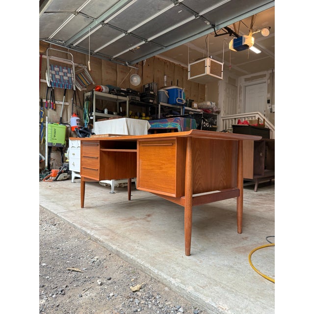 1960s Restored Arne Vodder Teak Executive Desk by Hp Hansen, Mid Century Modern For Sale - Image 9 of 12