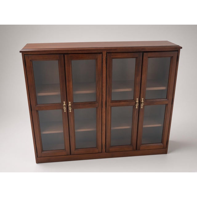English Classic Mahogany Executive Library With Glass Doors on Credenza For Sale - Image 3 of 6