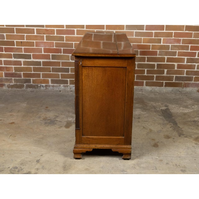 English Walnut 19th Century Flip Top Sideboard with Drawers and Brass Hardware For Sale - Image 11 of 12