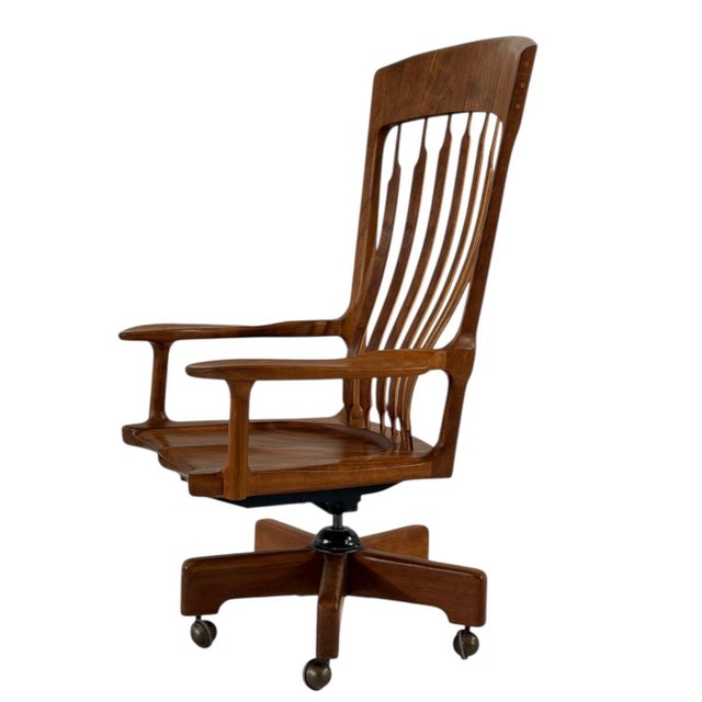 Mid-Century Modern Jim Hammer Walnut High Back Desk Chair, 1970 For Sale - Image 3 of 8