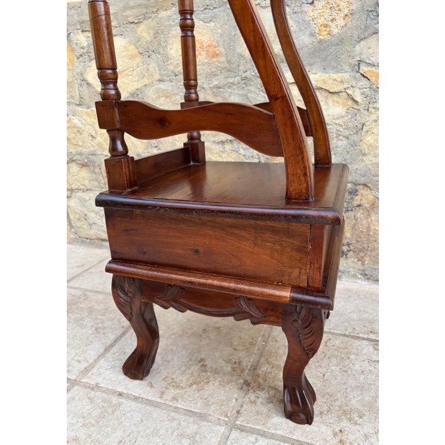 Antique English Chippendale Hardwood Valet Stand With One Drawer For Sale - Image 15 of 17