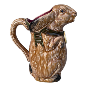 Rare French Majolica Rabbit Pitcher, Circa 1900