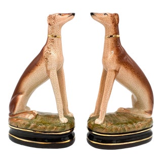 Vintage Fitz and Floyd Staffordshire Style Red Brown Dog Bookends - a Pair For Sale