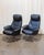 Pair Img Comfort Norwegian Leather Swivel and Reclining Lounge Chairs With Ottomans, Mid-20th Century For Sale - Image 16 of 18