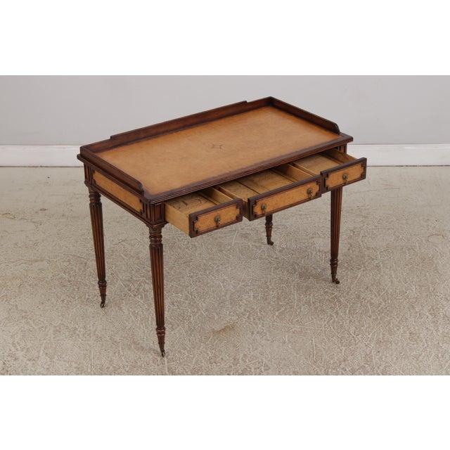 Jonathan Charles Jonathan Charles Sheraton Leather Top Mahogany Desk For Sale - Image 4 of 16