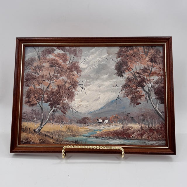Vintage Nancy Volk Oil Painting Framed Australian Bush Landscape 11x15 For Sale In Tampa - Image 6 of 11
