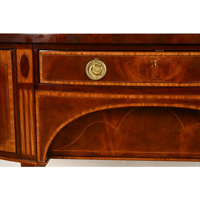 Baker Furniture Federal Inlaid Mahogany Demilune Sideboard Credenza For Sale - Image 11 of 17