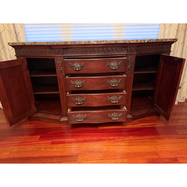 Traditional Late 20th Century Bernhardt Embassy Row Buffet Sideboard Credenza With Marble Top For Sale - Image 3 of 8