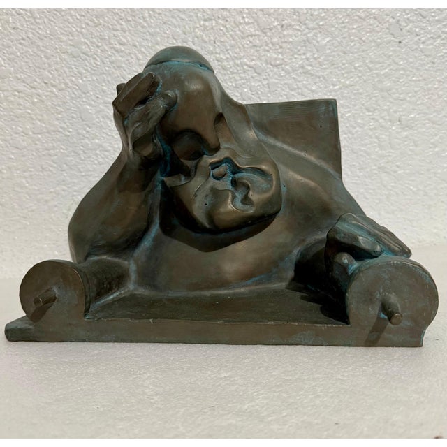 Ted Egri, Ted Egri Taos Modernist Judaica Cubist Bronze Sculpture Rabbi & Torah WPA Artist For Sale - Image 14 of 14