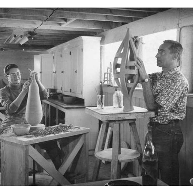 Yellow Gertrud and Otto Natzler Important Large Sulphur Crater Bowl 1959 For Sale - Image 8 of 9