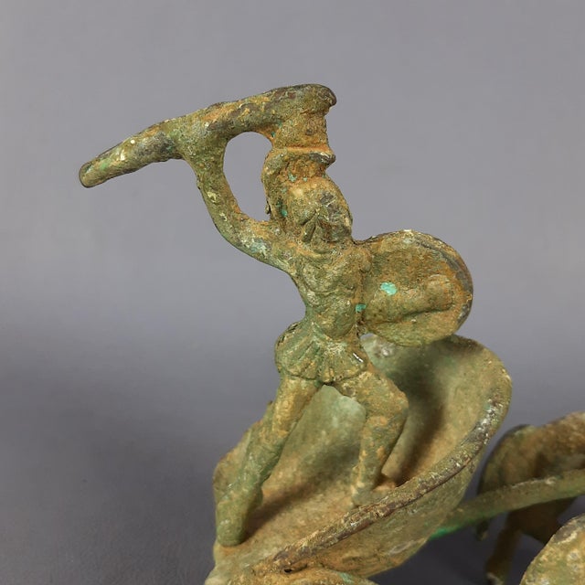 Forest Green Bronze Sculpture of Roman Warrior with Chariot and Horses, 1890s For Sale - Image 8 of 17