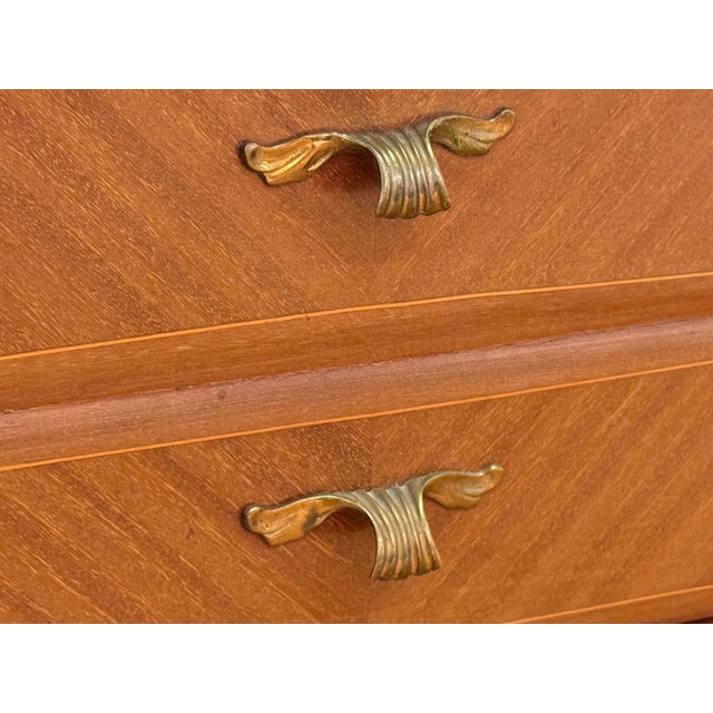 1950s Italian Modern, Stained Wood, Brass, Glass, Nightstands, Italy, A Pair For Sale In New York - Image 6 of 13