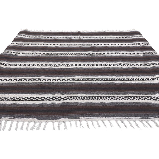 Indian Vintage Striped Indian Kilim Rug - 04'09 X 05'11 For Sale - Image 3 of 9