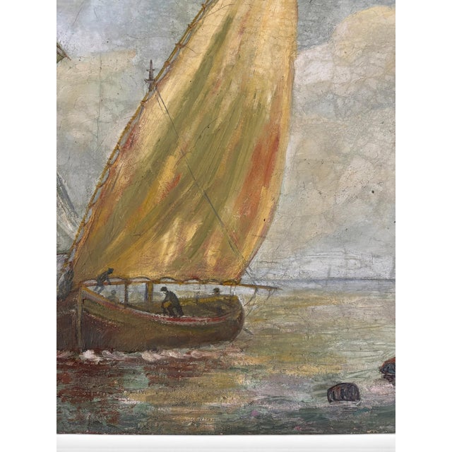 Charming 19th/20th Century French Impressionist Maritime Seascape – Oil on Canvas For Sale - Image 13 of 15