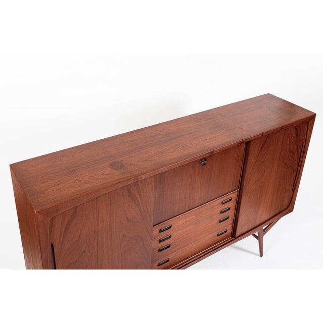 Mid Century Danish Teak Tall Sideboard or Bar Cabinet by Harry Ostergaard For Sale In Detroit - Image 6 of 17