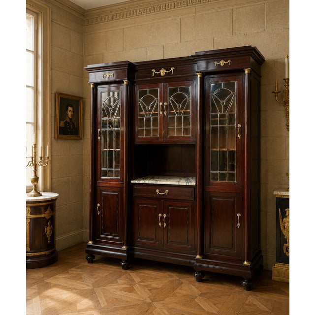 Wood Large 19th Century Empire Mahogany Display Bookcase, 1890s For Sale - Image 7 of 8
