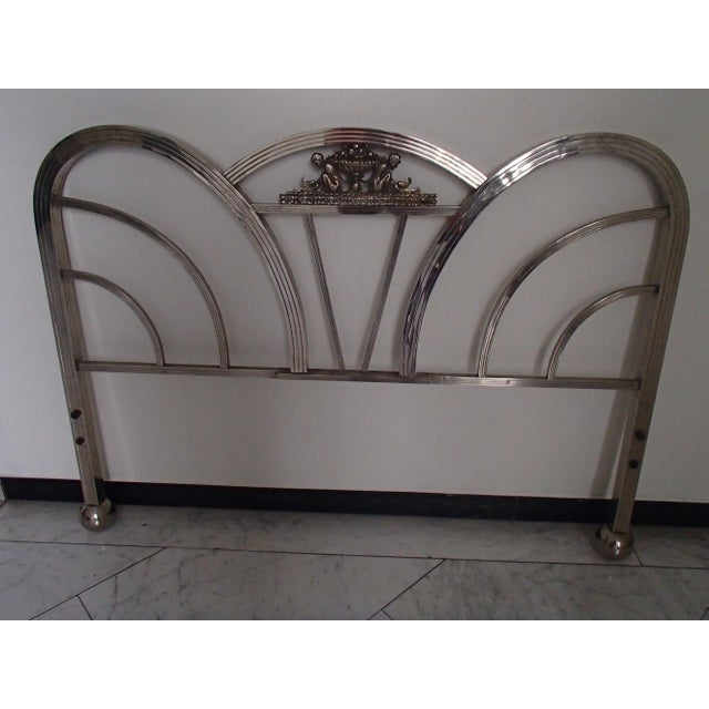 Spanish Art Deco Chrome Plated Head Board, Set of 2 For Sale - Image 10 of 11