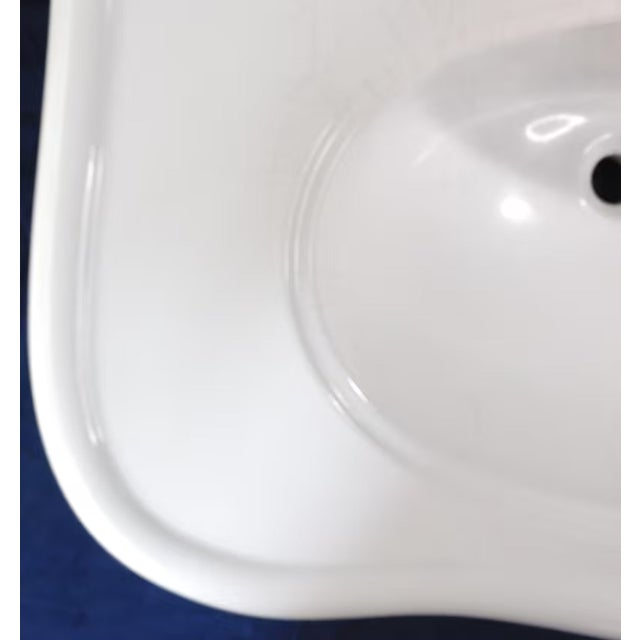 Large 36" Wide White Porcelain Console Sink With Porcelain Legs For Sale - Image 9 of 18