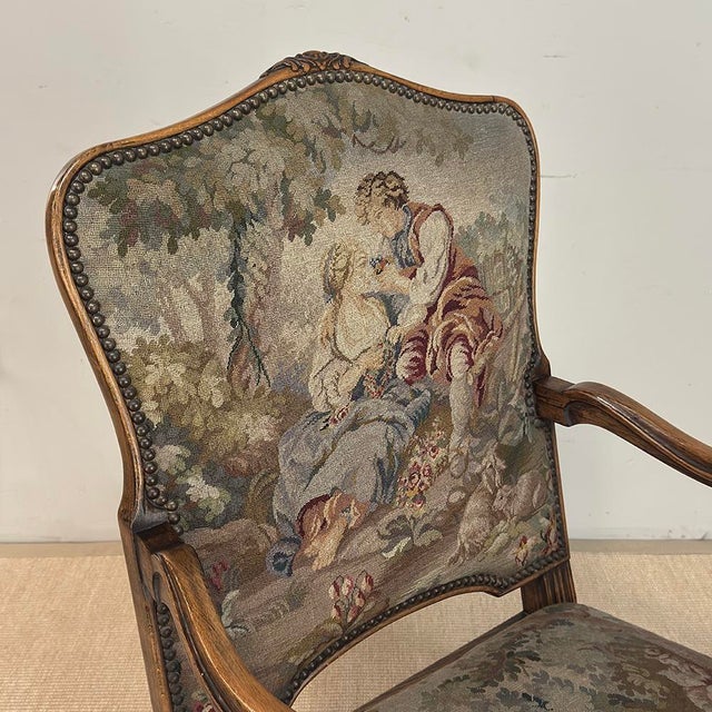Antique French Louis XV Walnut Needlepoint Armchair ~ Fauteuil For Sale - Image 11 of 18